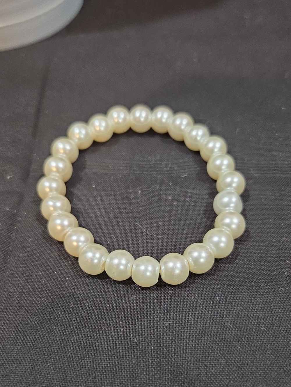 GLASS FAUX PEARL BEADED STRETCH BRACELET
